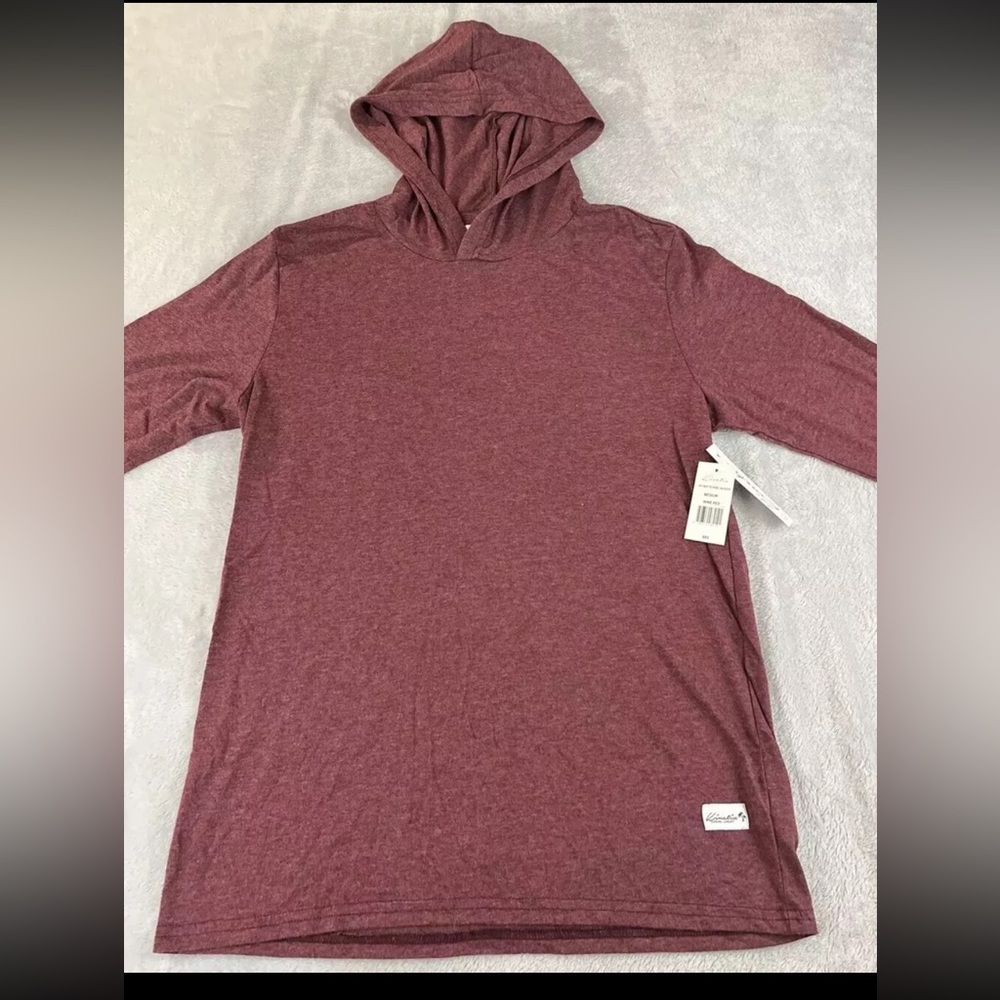 Kinetix Shirt Mens Burgundy Hooded Long Sleeve Tee Casual shirt size Medium